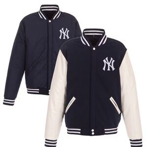 NWT’s Men’s New York Yankees ~ 2X Reversible Fleece Jacket w/faux LeatherSleeves